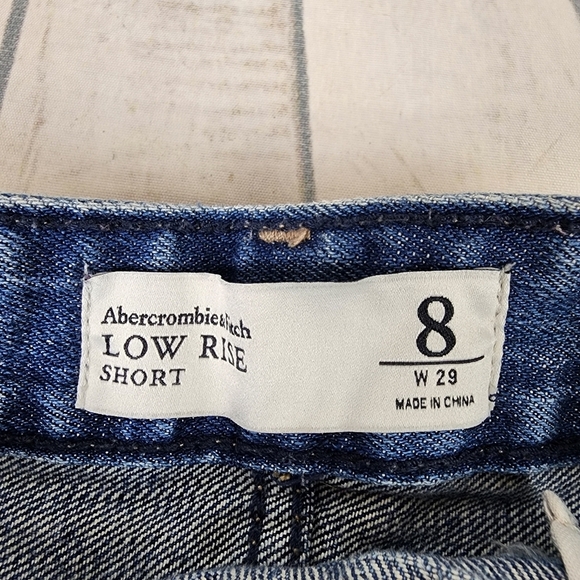 Abercrombie & Fitch Distressed Jean Denim Shorts Low Rise Button Fly Blue Size 8 - Picture 11 of 13
